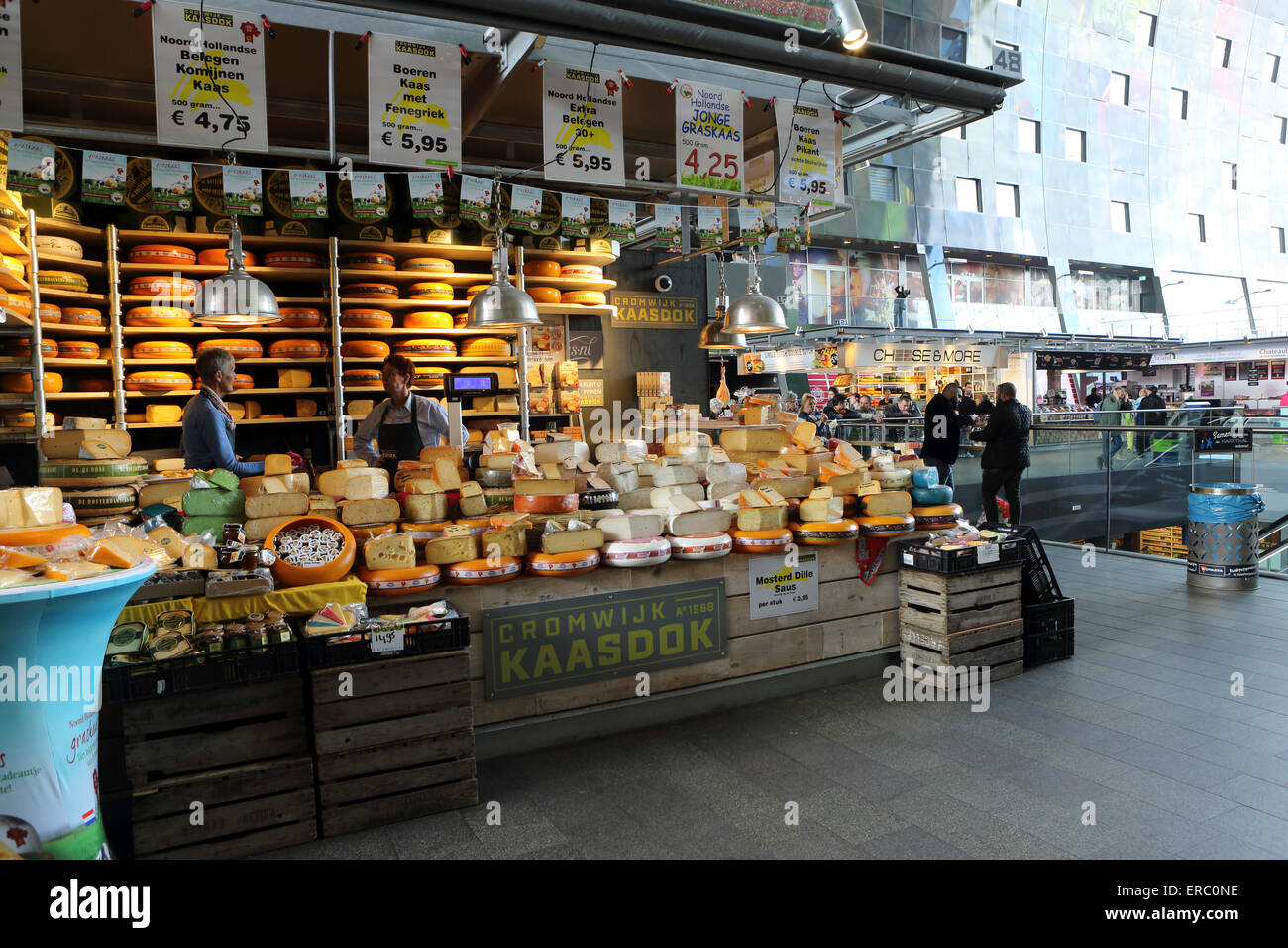 A Dutch cheese stall at the Markthal in Rotterdam, the Netherlands