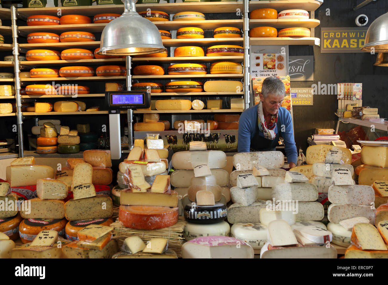 A Dutch cheese stall at the Markthal in Rotterdam, the Netherlands