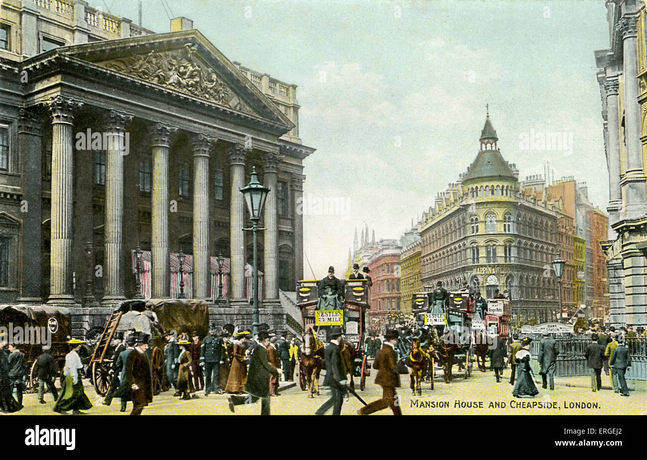 Mansion House and Cheapside, London, UK. Early 20th century Stock Photo