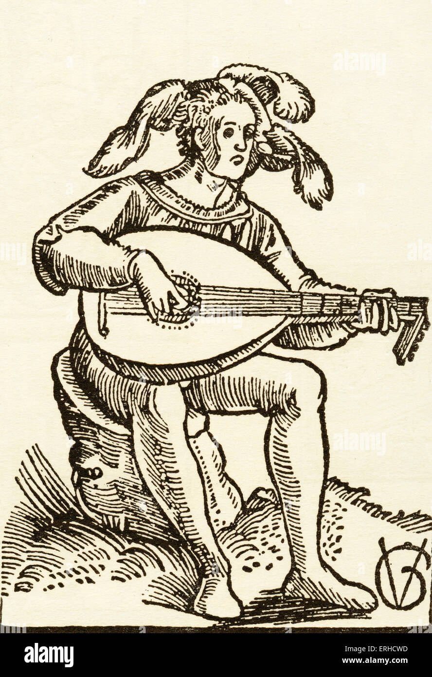 The LutePlayer, woodcut by Urs Graf, 1511. Illustration from a guide