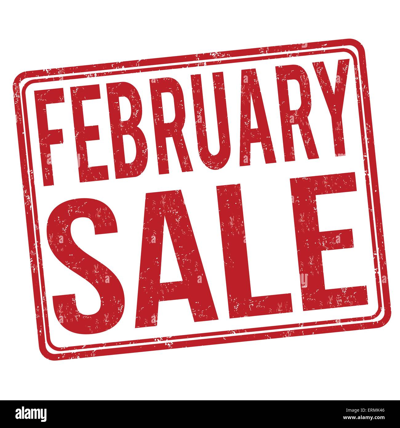 February sale grunge rubber stamp on white, vector illustration Stock