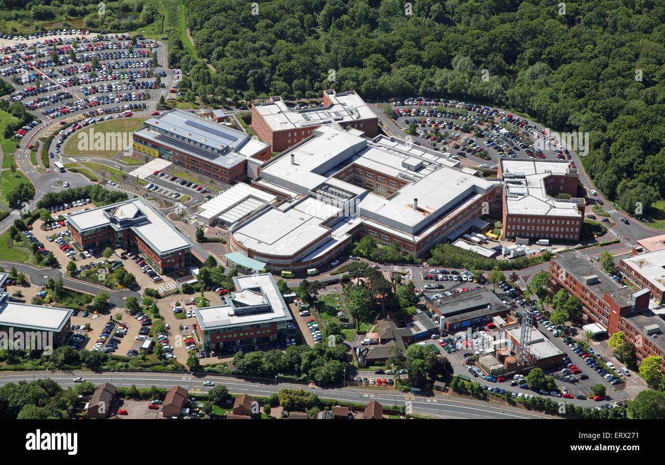 aerial view of Worcestershire Royal Hospital in Worcester, UK Stock