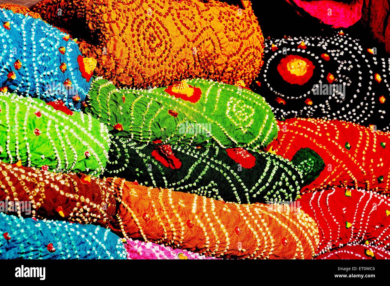 Rajasthani bandhej textiles Rajasthan India Stock Photo, Royalty Free