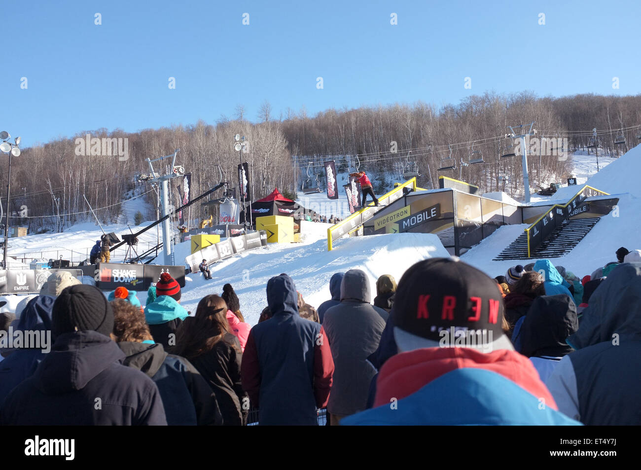The Shakedown Snowboard Competition in St. Sauveur, Quebec Stockfoto