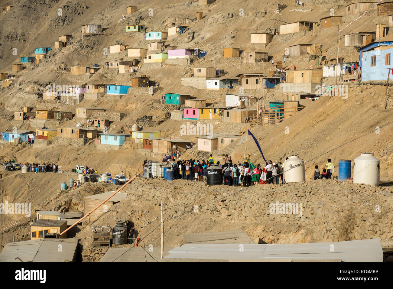 Shanty town in the Comas district, Lima, Peru Stock Photo, Royalty Free