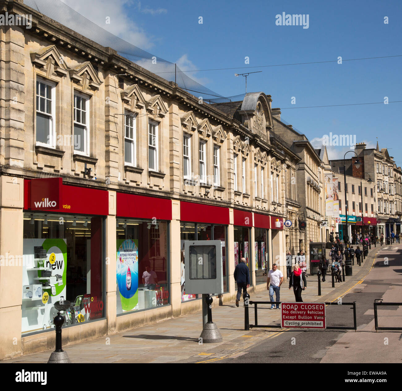Main shopping High Street in town centre, Chippenham, Wiltshire Stock