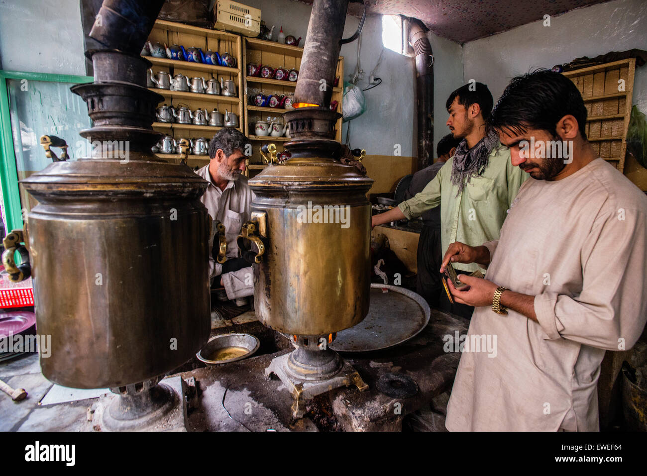Traditional teahouse on bird market in Old city of Kabul, Afghanistan
