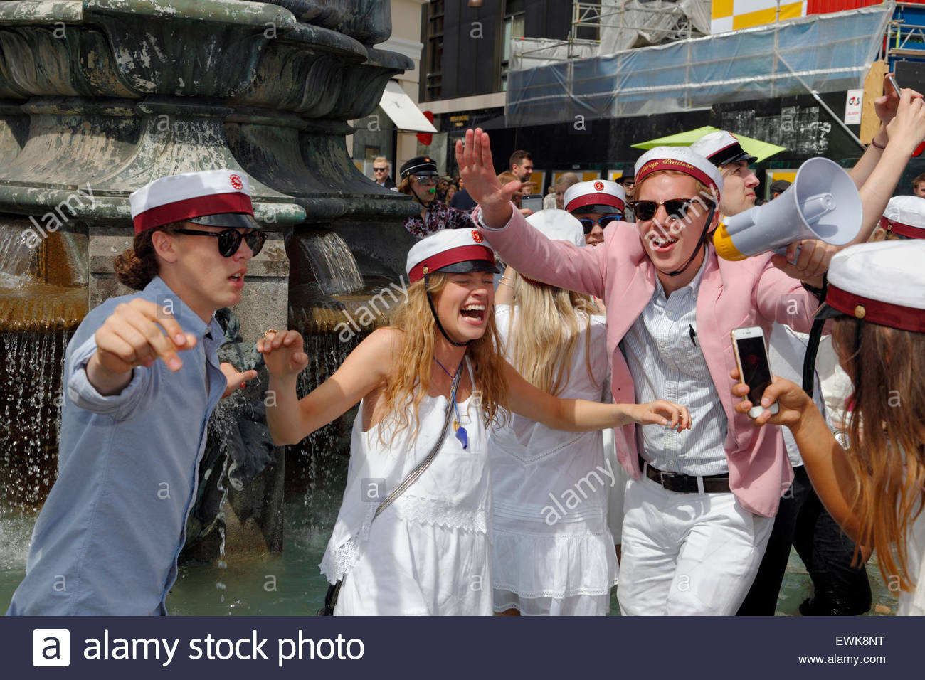 Danish students celebrate their high school graduation with the Stock