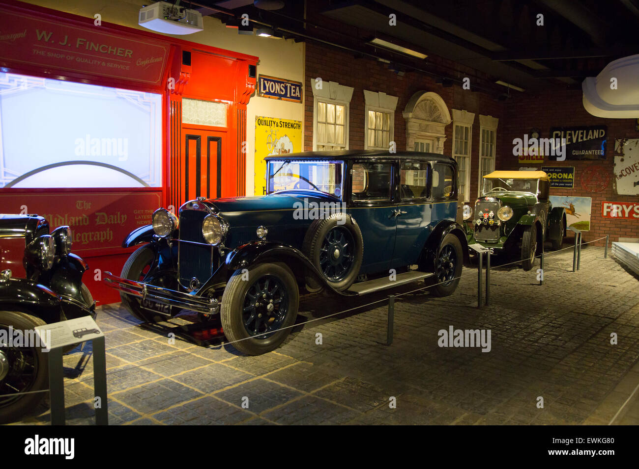 Vintage cars at Coventry Transport Museum Stock Photo, Royalty Free