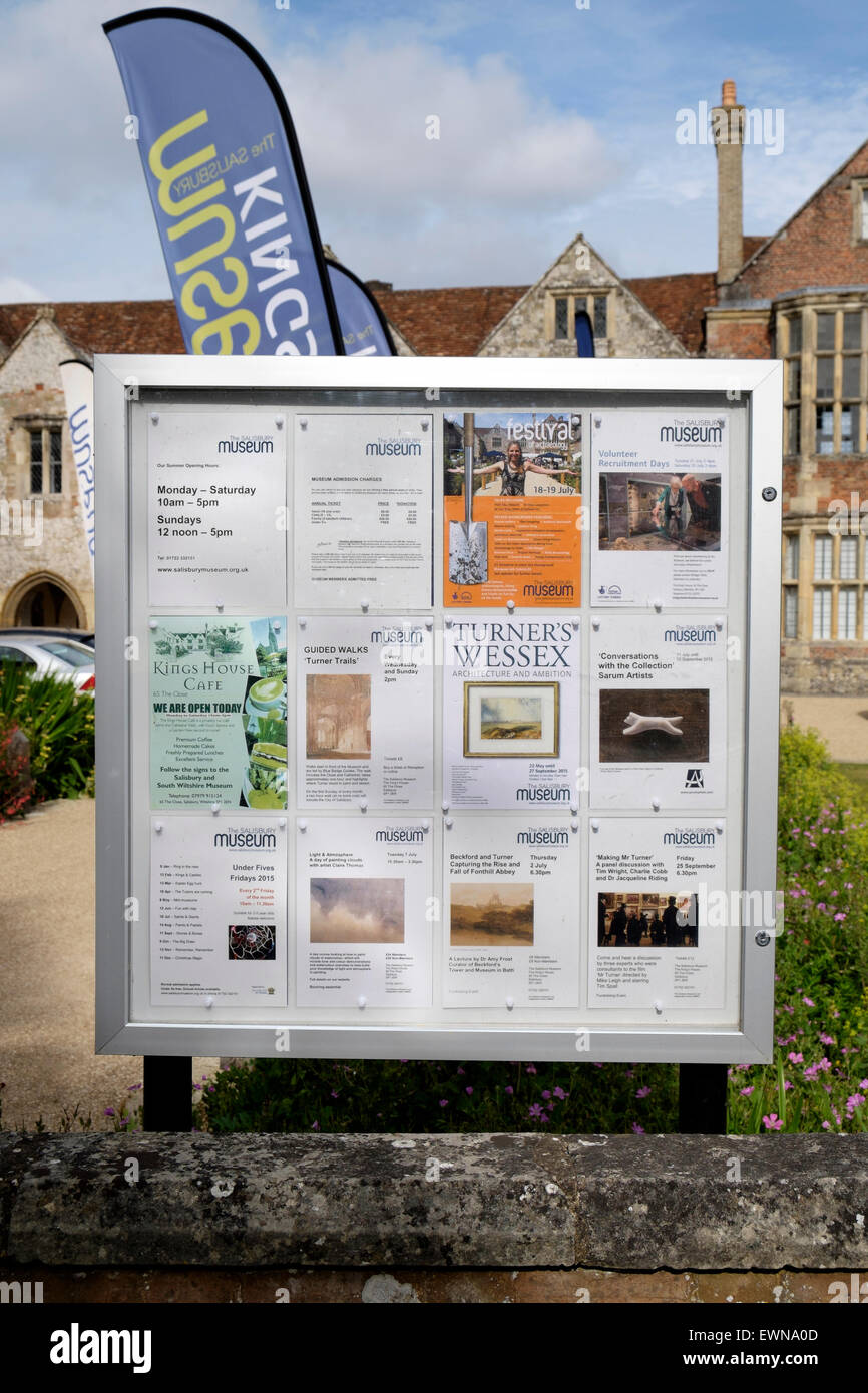 Museum notice board advertising events and exhibitions Stock Photo