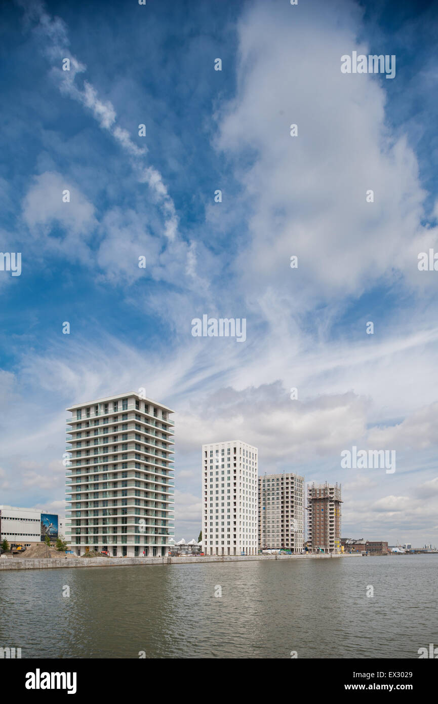 Belgium Antwerp Kattendijkdok Westkaai Towers Stock Photo Alamy