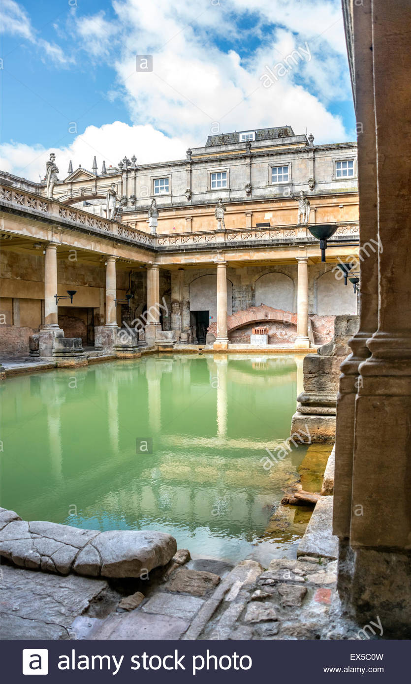 The Great Bath of the Roman Baths complex, a site of historical Stock