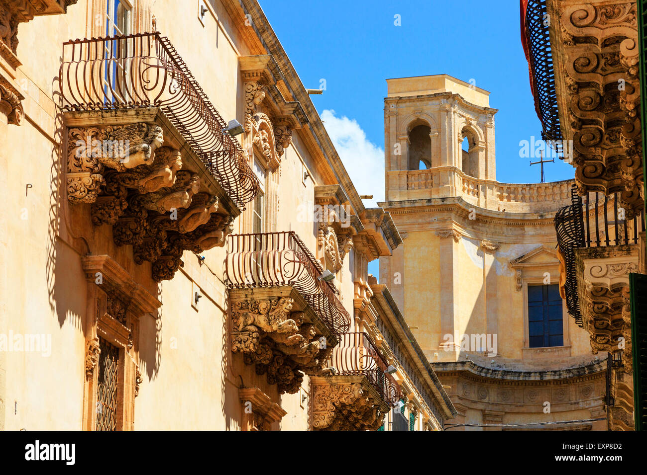 baroque architecture and balcony buttresses on buildings in via baroque architecture and balcony buttresses on buildings in via