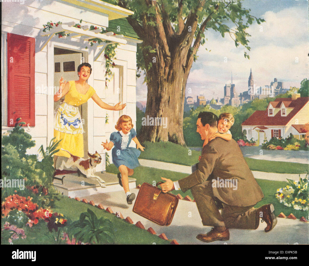 Home Magazines Usa 1950s usa father returning home magazine advert (detail stock Home Magazines Usa 1950s usa father returning home magazine advert (detail stock