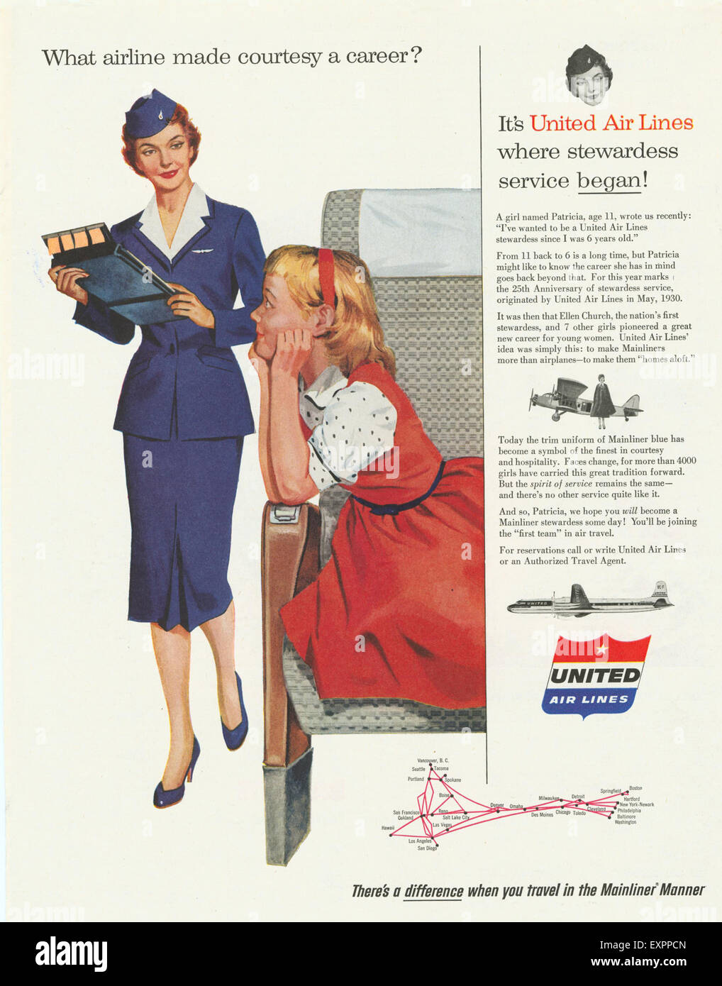 1950s USA United Airlines Magazine Advert 1950s USA United Airlines Magazine Advert