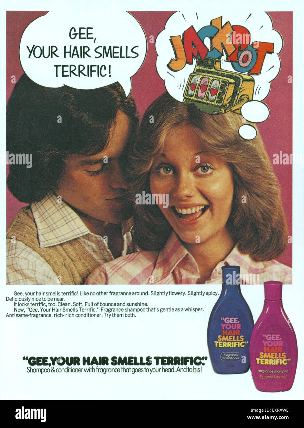 1970s USA Gee Your Hair Smells Terrific Magazine Advert Stock