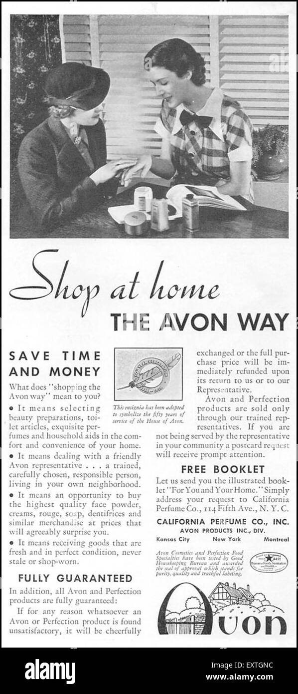 Stock Photo - 1950s USA Avon Magazine Advert