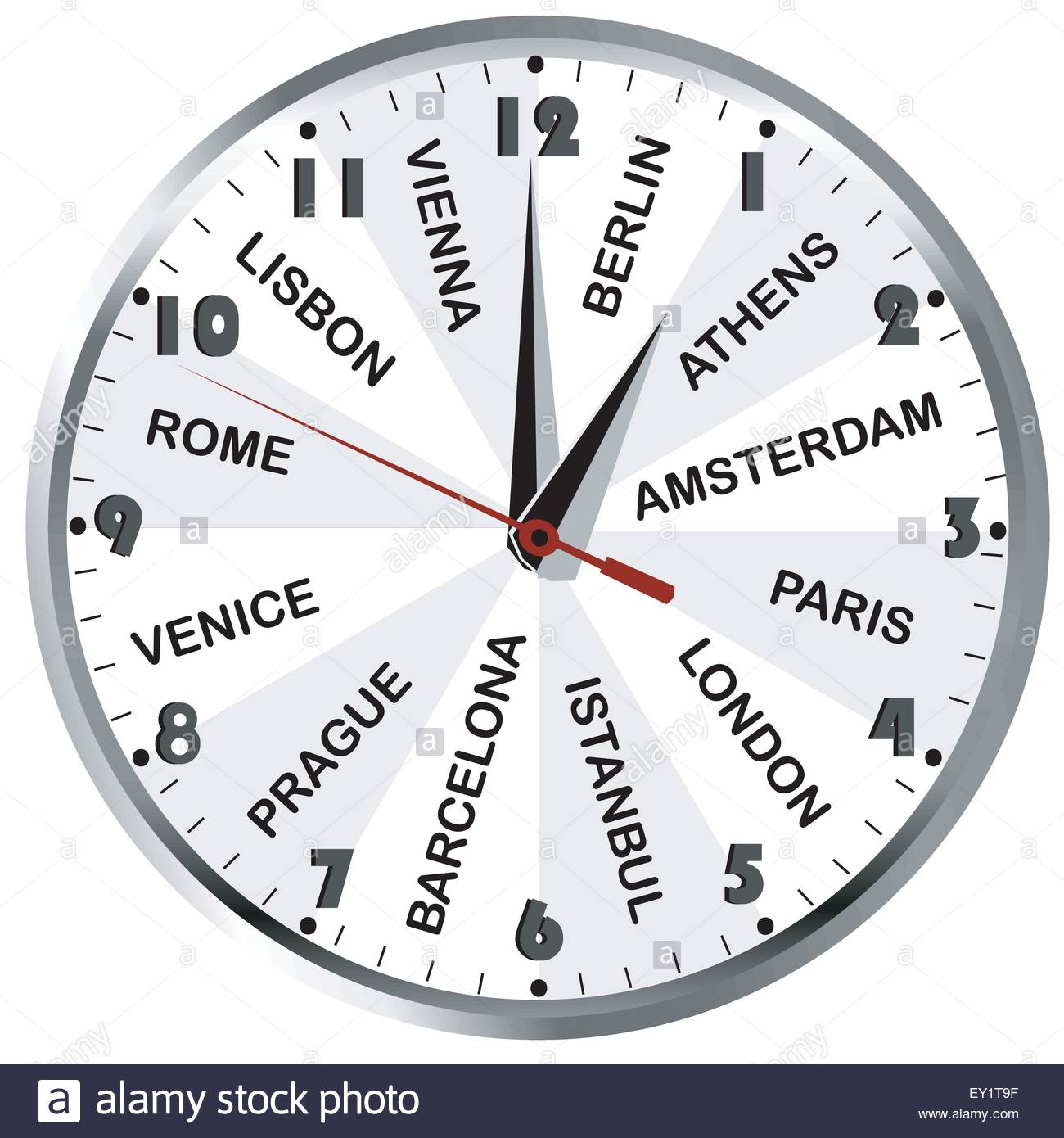 Wall Clock With European City Names For Travel Agency Wall Clock With European City Names For Travel Agency