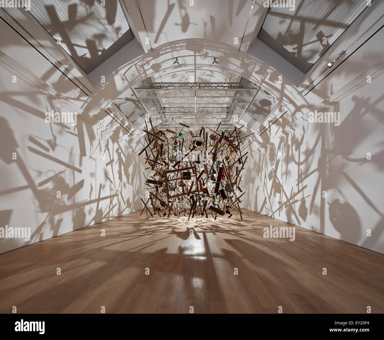 Exhibition Gallery with Cornelia Parker's Exploding Shed. Whitworth