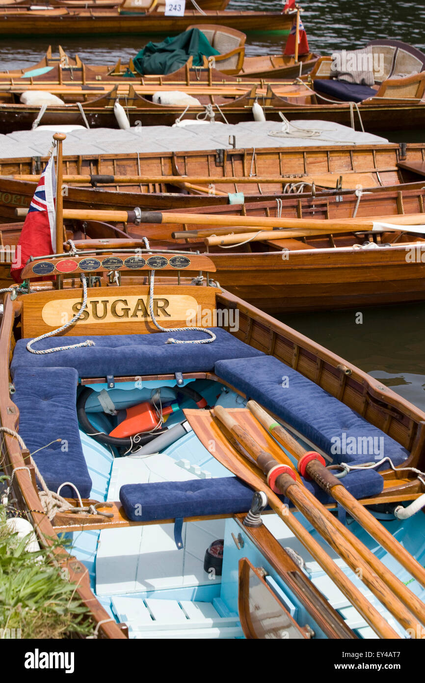 Traditional Wooden Rowing Boats On The River Thames Henley Stock Photo