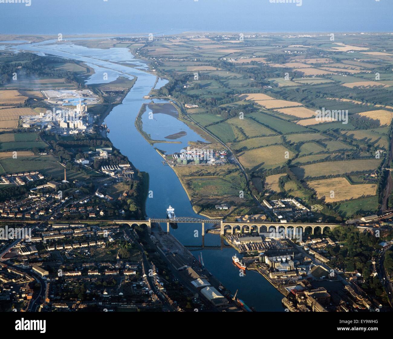 Drogheda, Co Louth, Ireland; Aerial View Of A Town And Estuary Of The