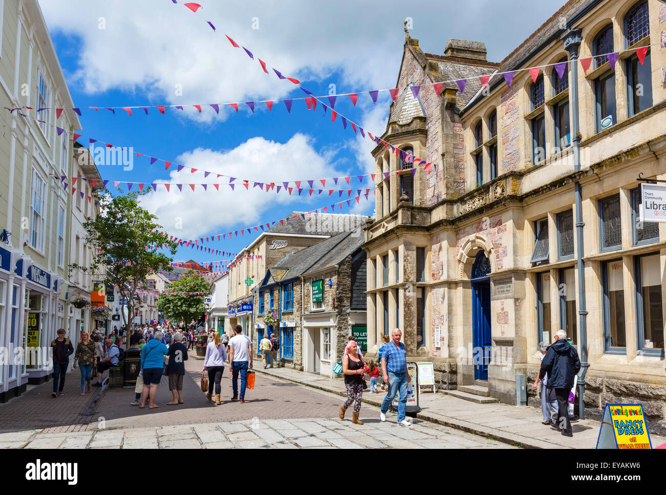 Shops on Pydar Street in the city centre, Truro, Cornwall, England