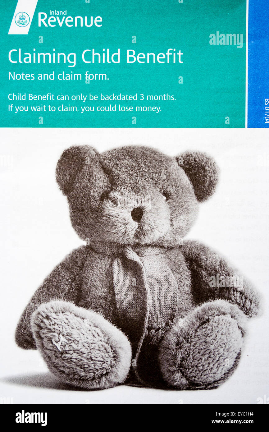 Child Benefit Form Dwp British state benefit, Child benefit claim form booklet from DWP Stock Photo