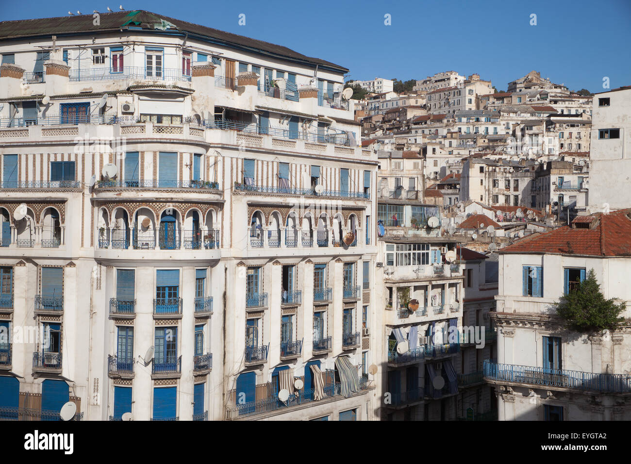 Algeria, Algiers; Algiers, seen from Hotel Safir, with Casbah behind