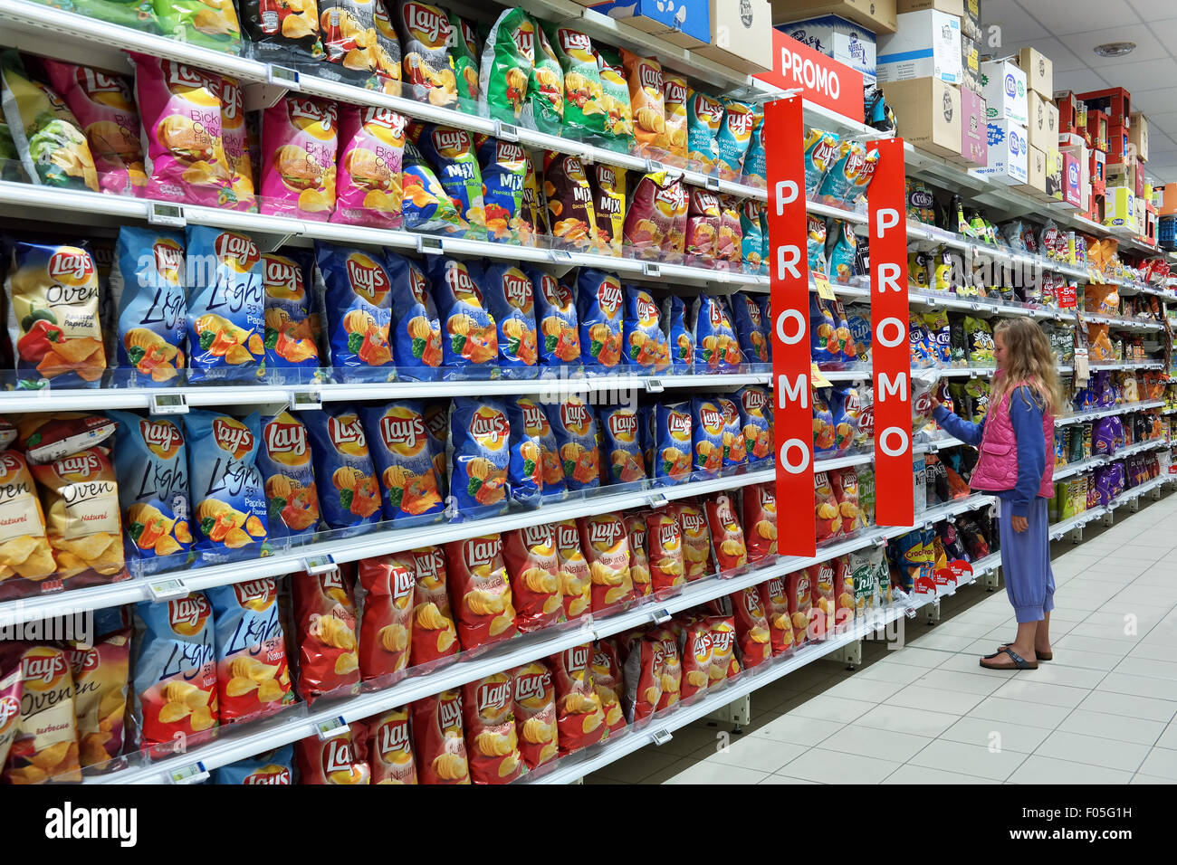 Snack Food Aisle In A Supermarket Stock Photo Royalty Free Image