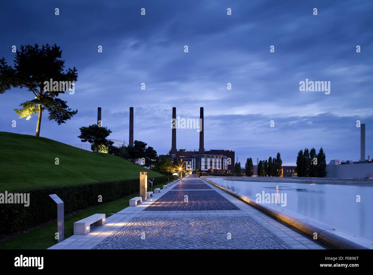 View Of Luxury Hotel The Ritz Carlton At Night Wolfsburg Germany