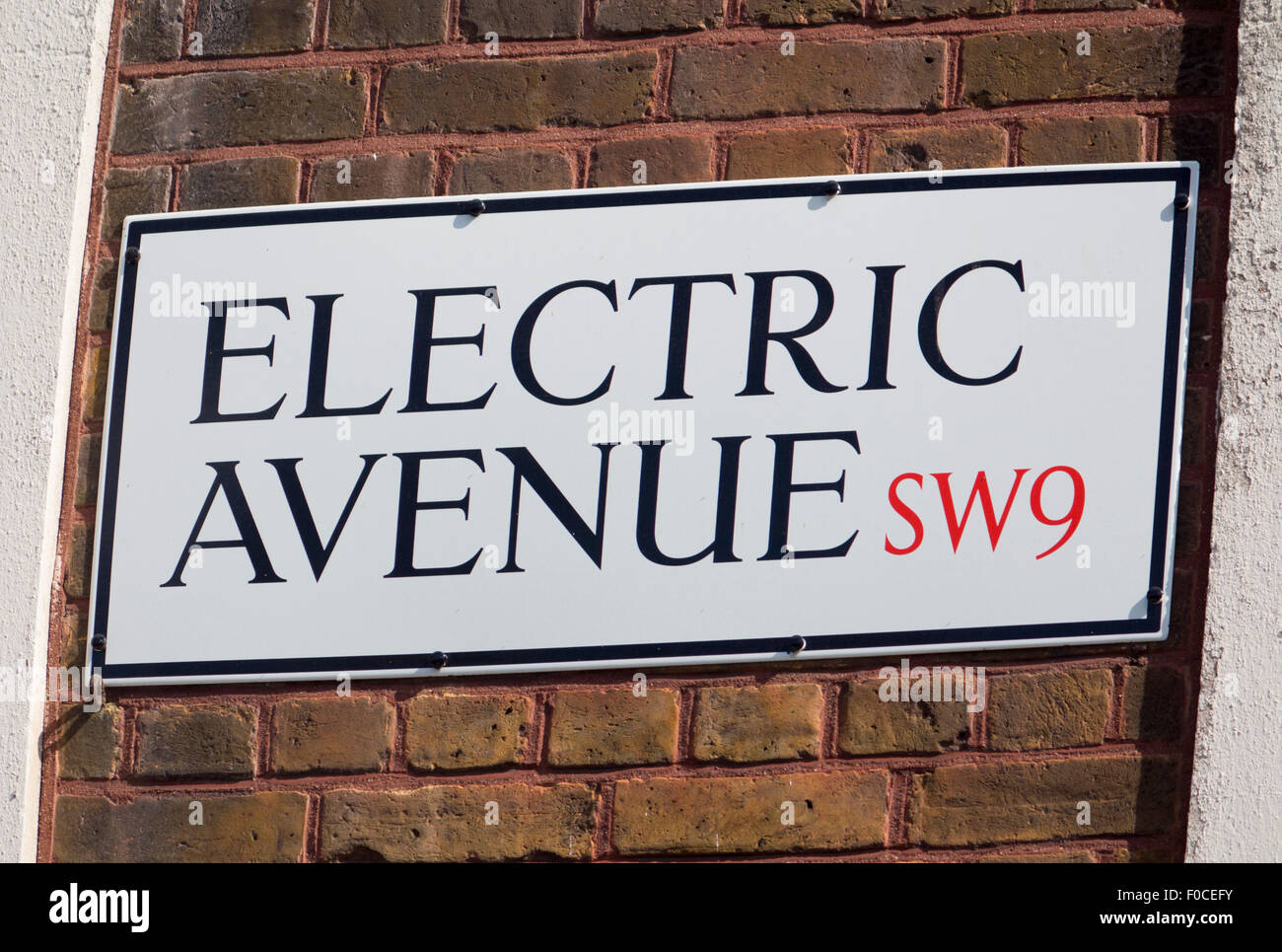 Electric Avenue street sign Brixton London SW9 England UK Stock Photo, Royalty Free Image