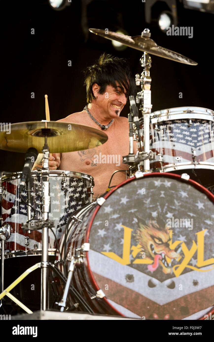 Chris Worley, drummer for the band "Jackyl" Monster Energy Carolina Stock Photo, Royalty Free