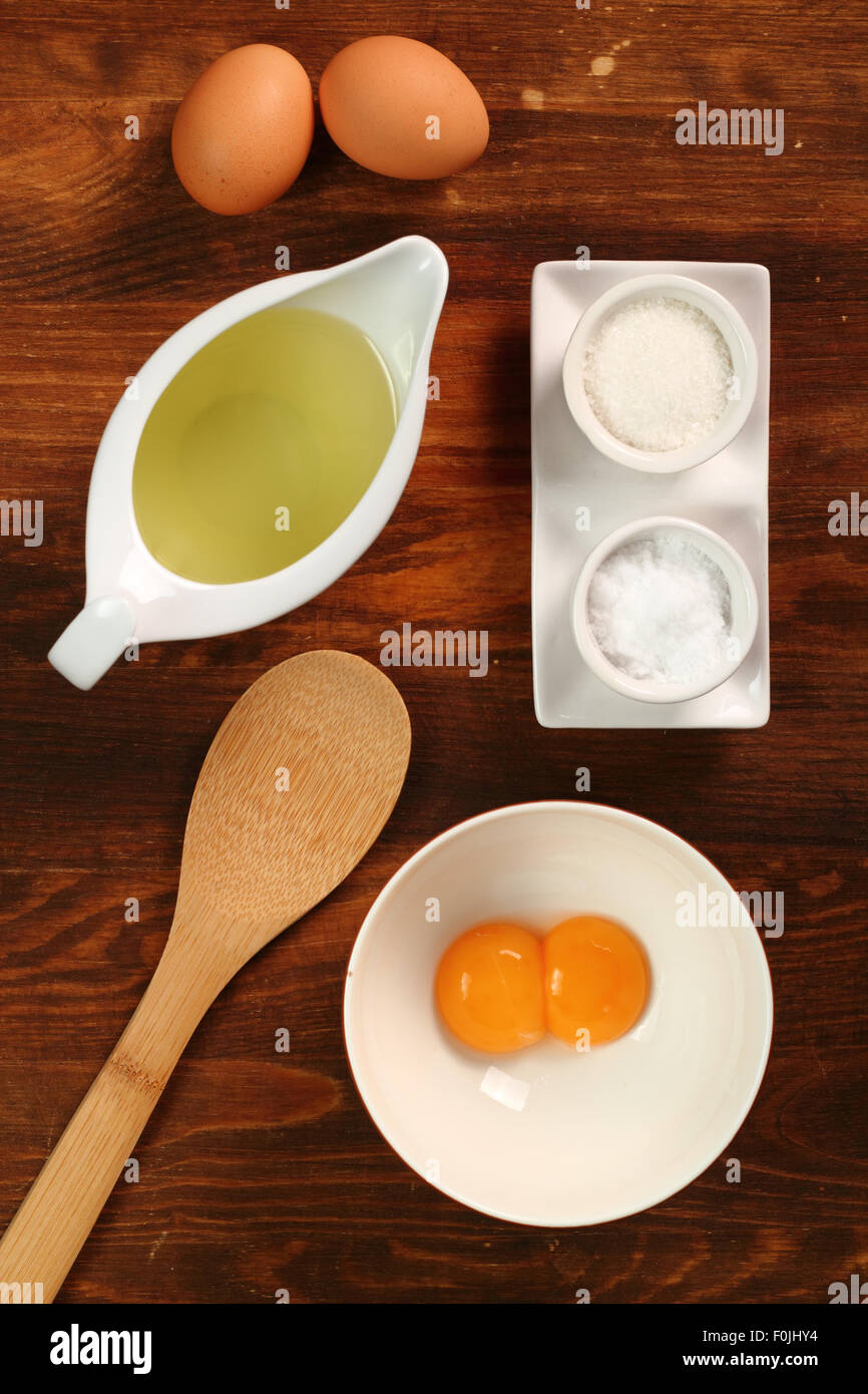 Ingredients to make mayonnaise. Series Stock Photo, Royalty Free Image