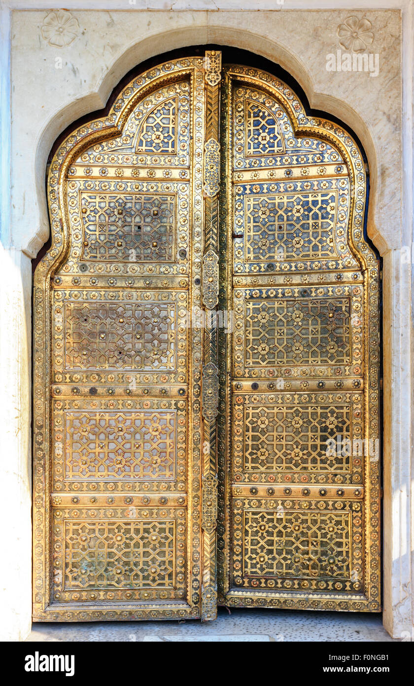 Golden Doors of Hawa Mahal or Palace of Winds in Jaipur, Rajasthan