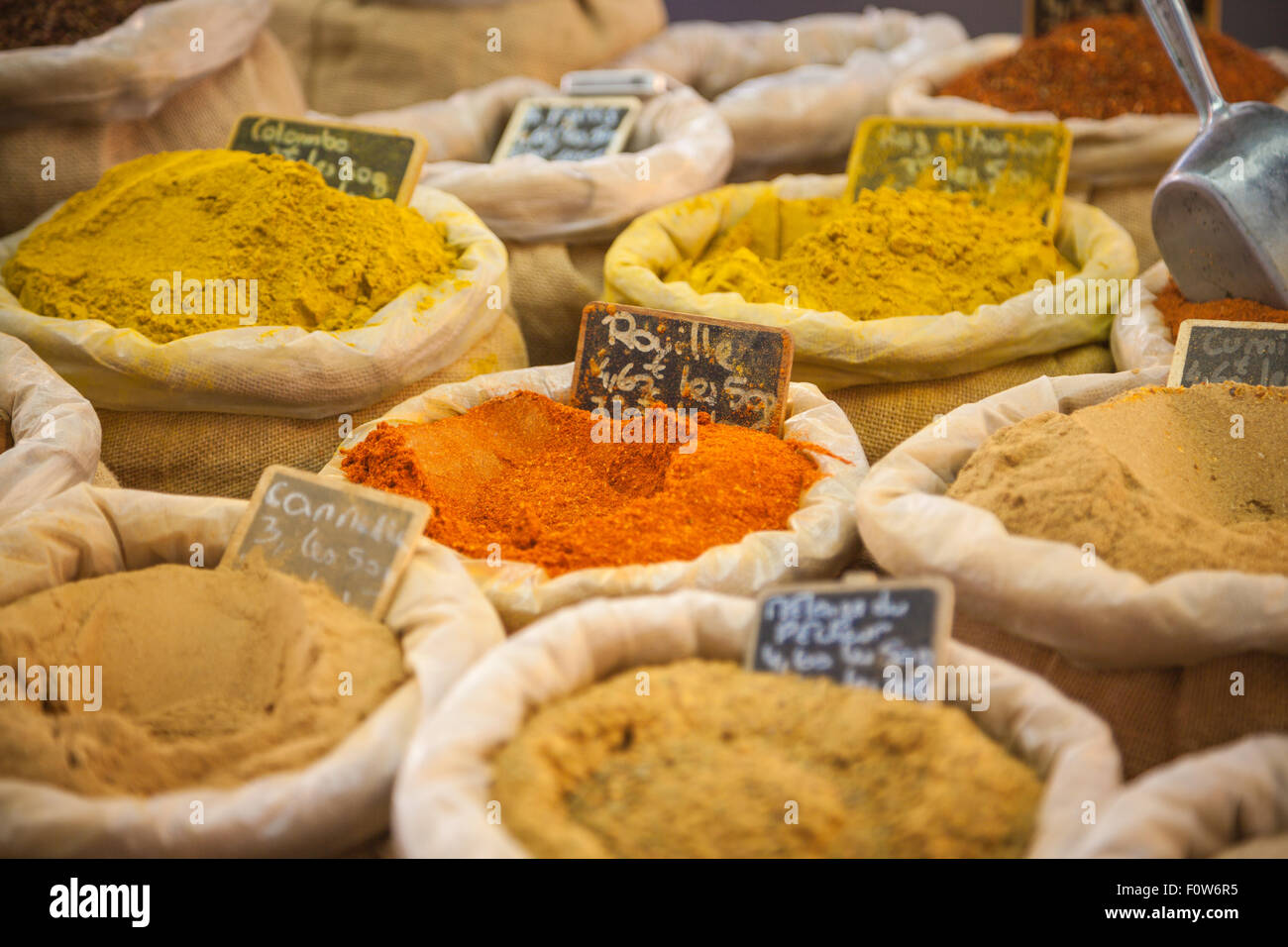 Spices on a market in Provence, France Stock Photo, Royalty Free Image