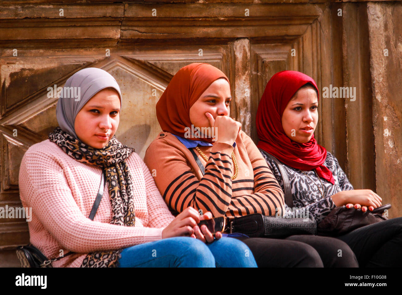 Egyptian girls at street of Cairo Stock Photo, Royalty Free Image