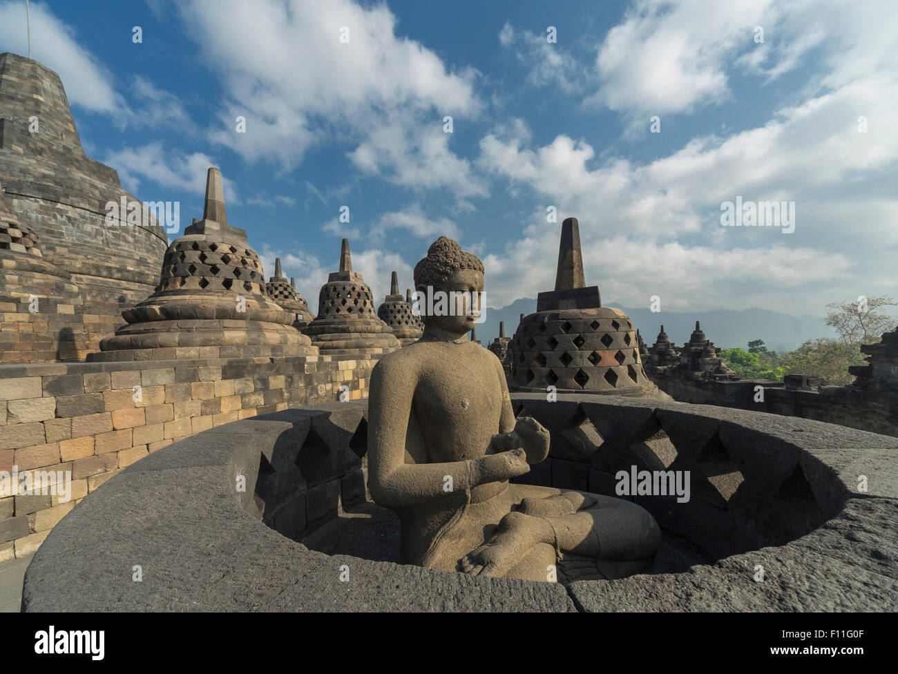 Buddha Statue On Temple Of Borobudur Borobudur Indonesia Stock Photo