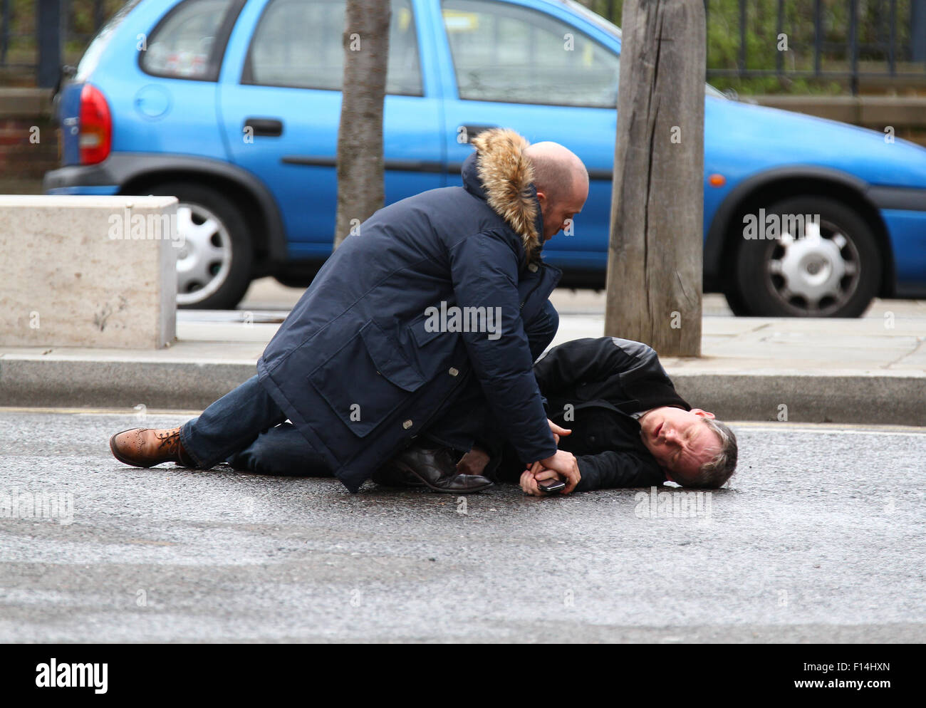 Benedict Cumberbatch And Martin Freeman Filming Scenes For Sherlock In