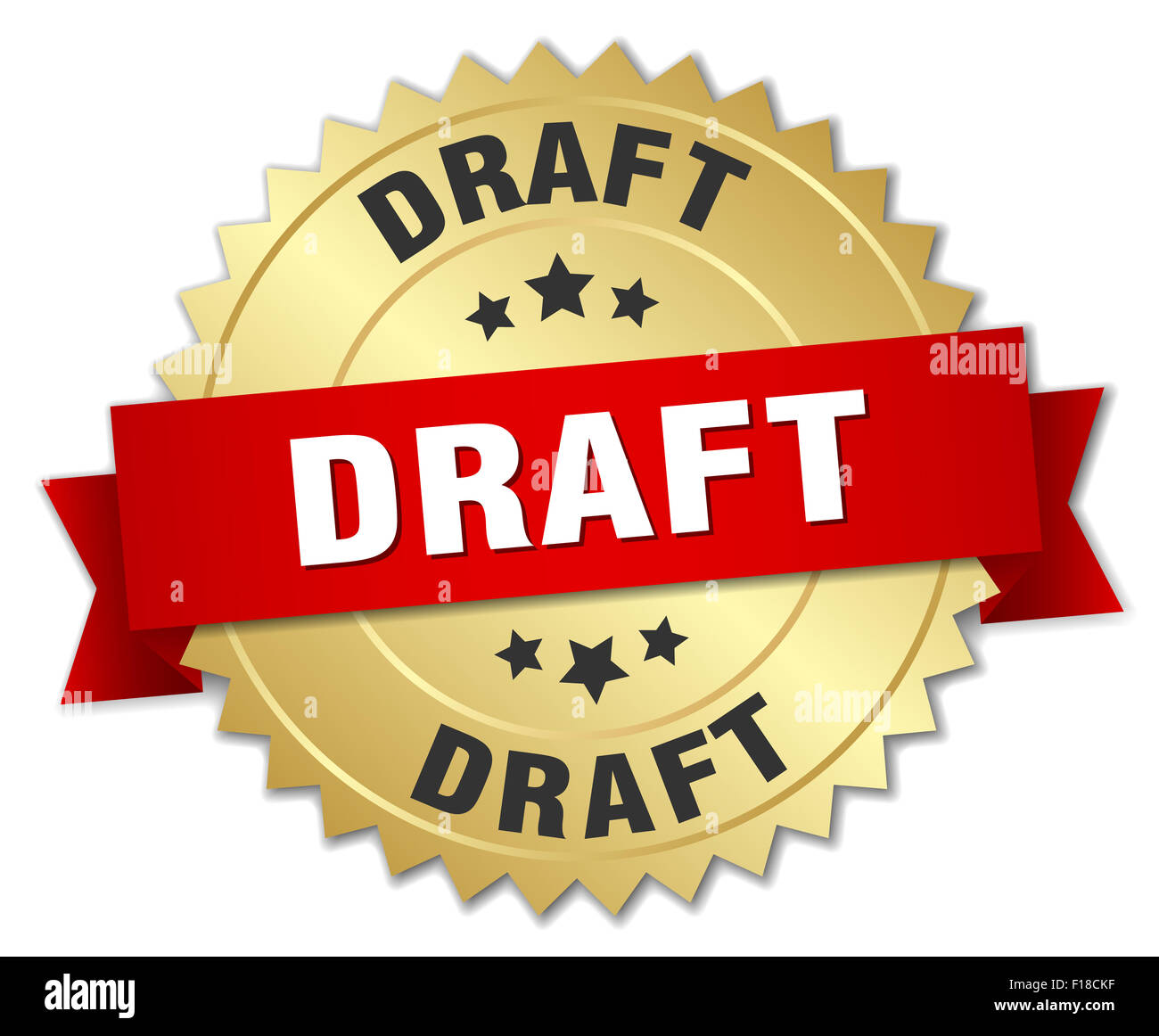 Draft D Gold Badge With Red Ribbon Stock Photo Alamy