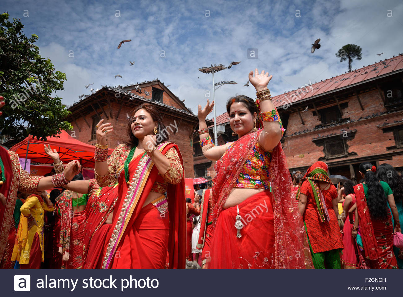 Kathmandu, Nepal. September 16th, 2015. NEPAL, Kathmandu Women dance