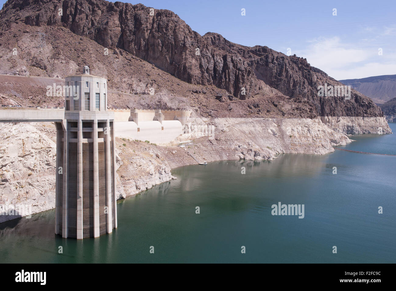 Lake Mead has dropped in water level at Hoover Dam over the years of