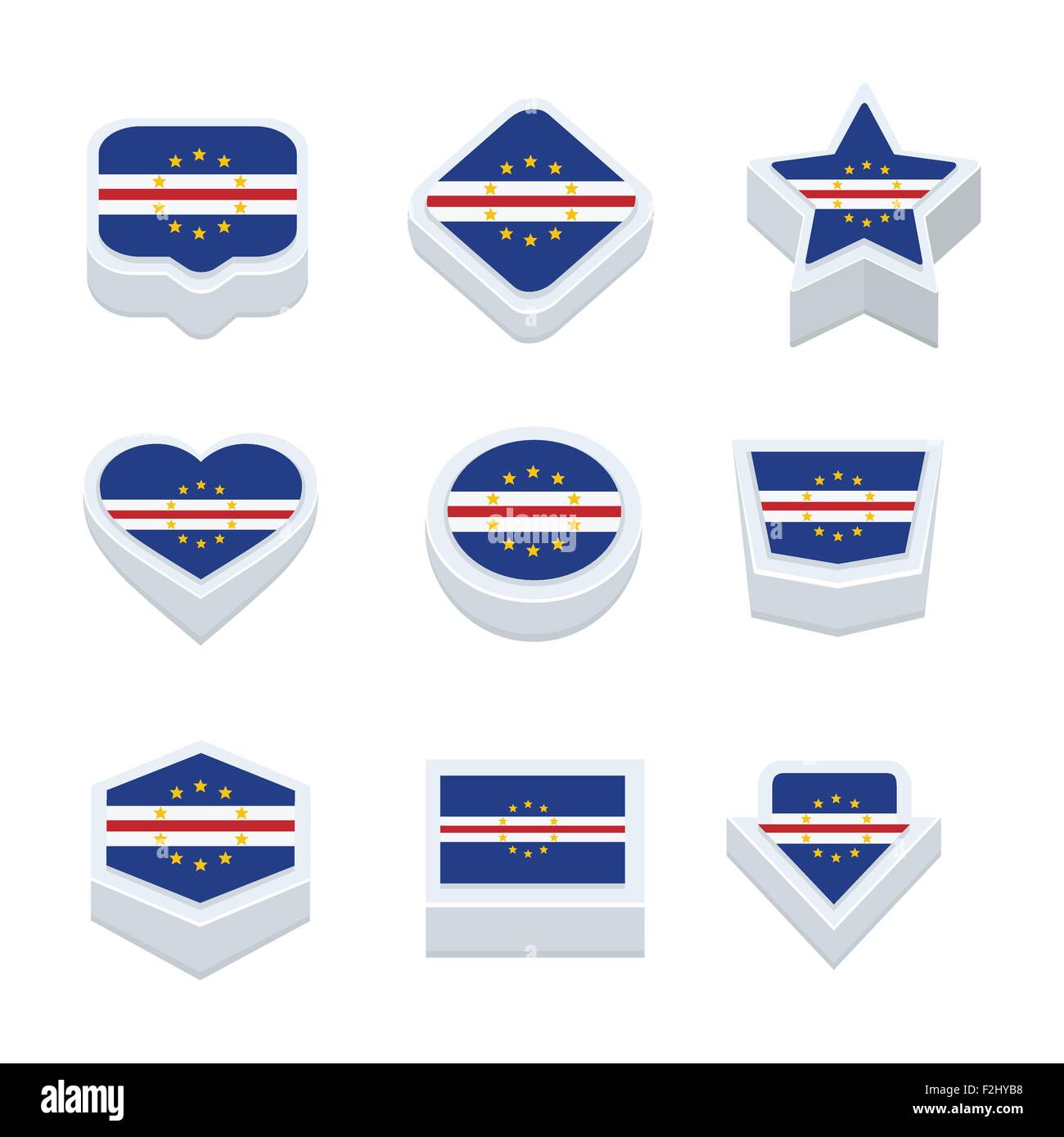 Cape Verde Flags Icons And Button Set Nine Styles Stock Vector Art Cabo verde flags