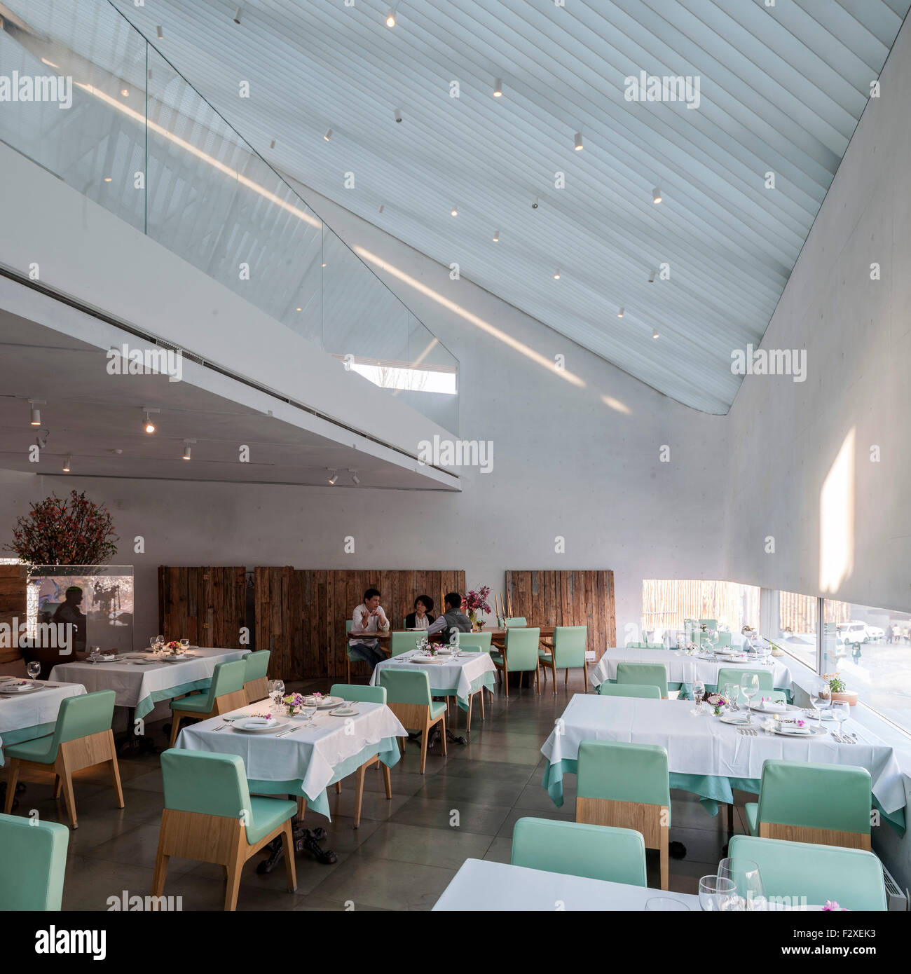 restaurant interior with louvred skylight and gallery. songwon art restaurant interior with louvred skylight and gallery. songwon art