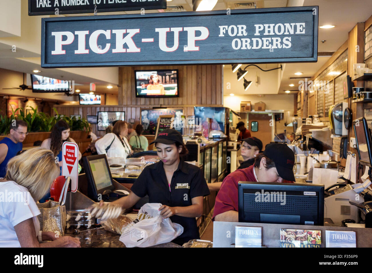 Florida Jupiter TooJay's Original Gourmet Deli restaurant inside Stock