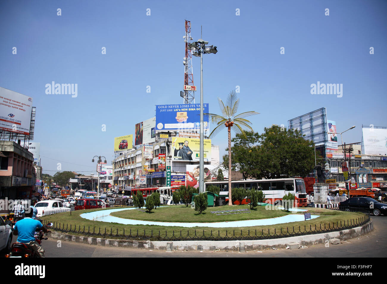 Circle on the road square by Kottayam Municipality ; Kottayam Stock
