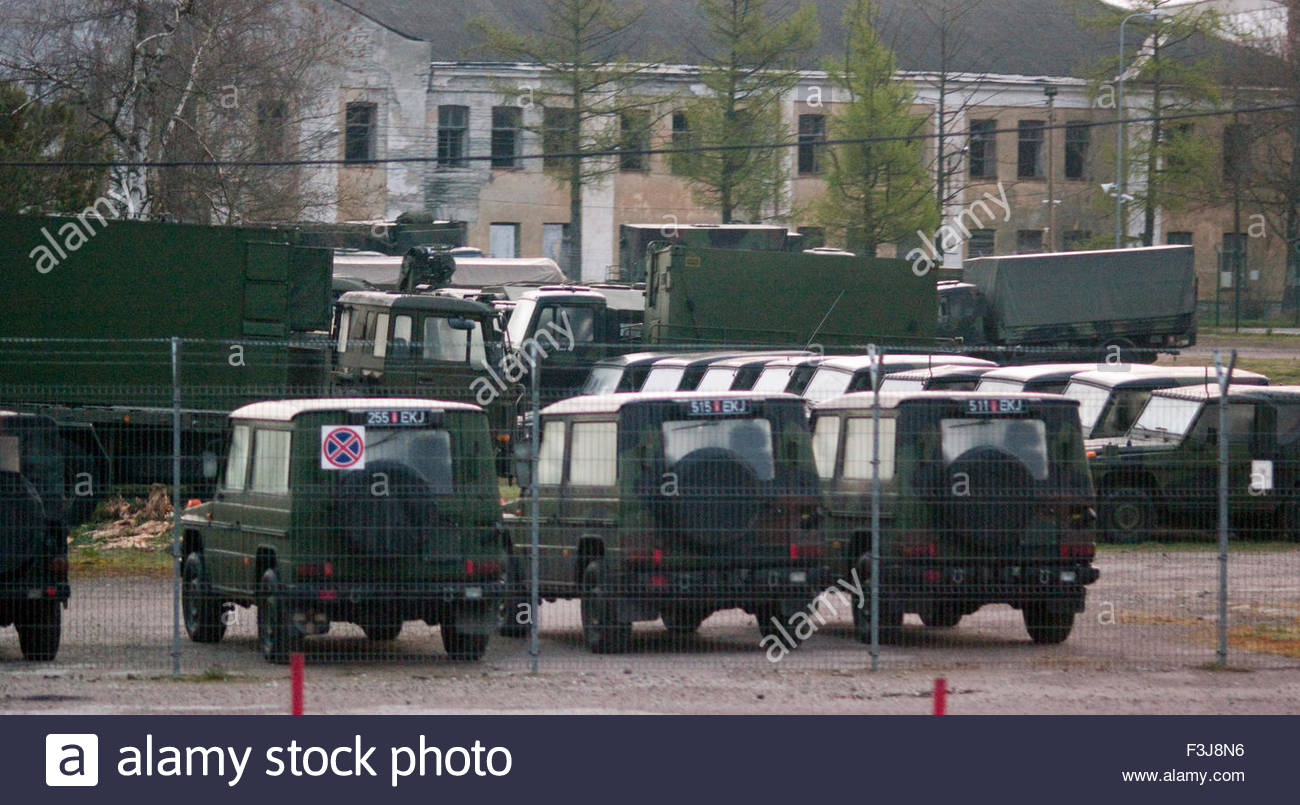 NATO Military Vehicles In Army Base Tallinn Estonia Europe Stock