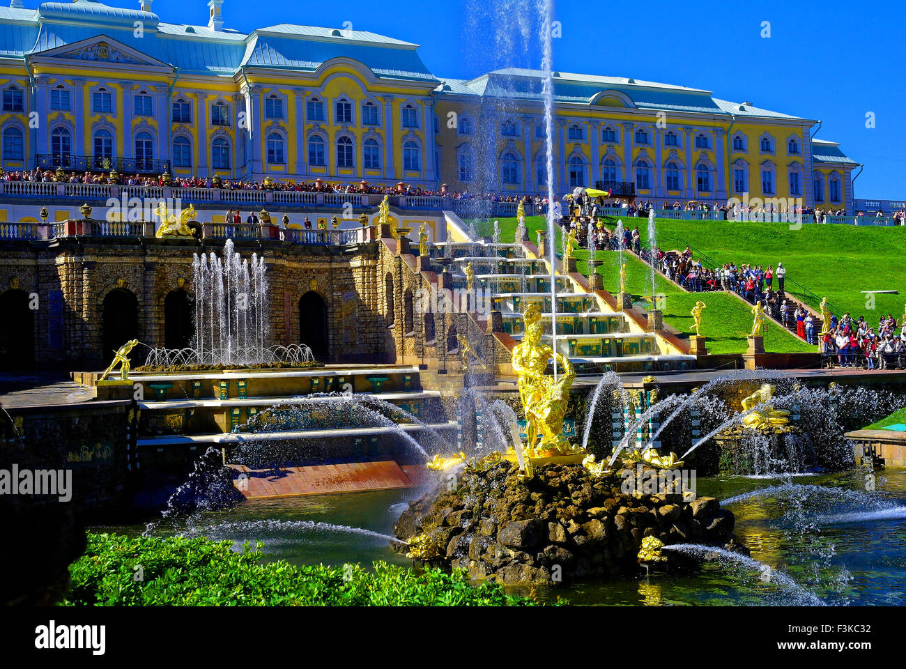 Peterhof Palace St Petersburg Russia, Peter the Great, summer Stock