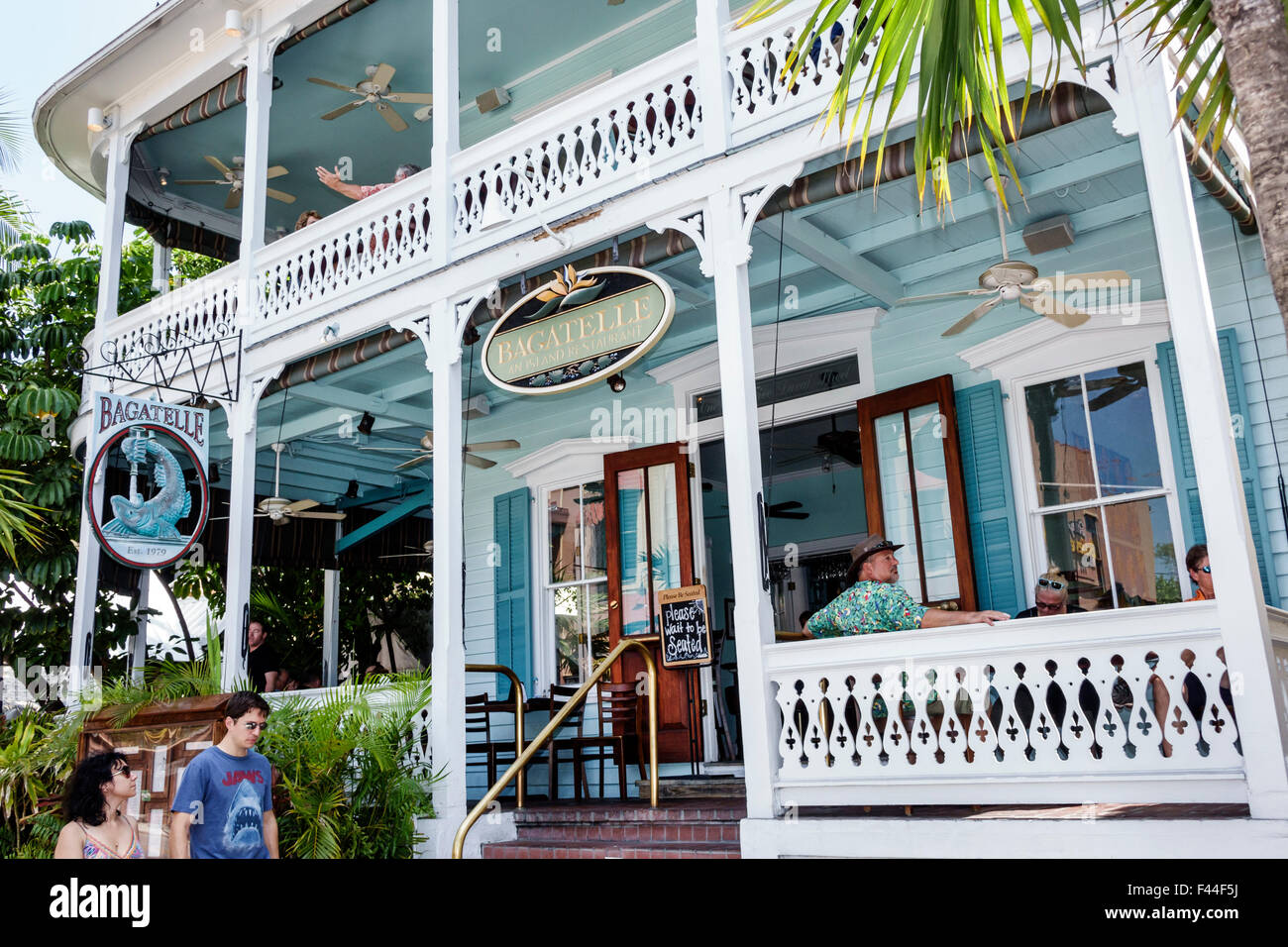 Key West Florida Keys Duval Street Bagatelle restaurant front Stock