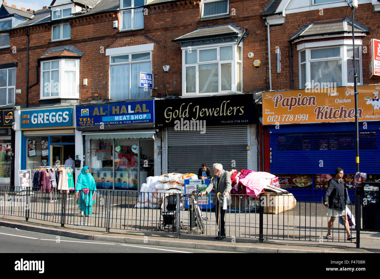 Shops in Stratford Road, Sparkhill, Birmingham, West Midlands, UK Stock
