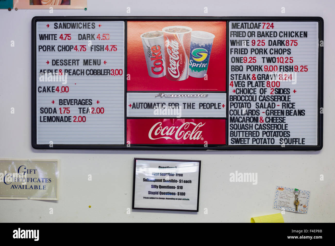 Athens, Weaver D's soul food restaurant, interior menu and